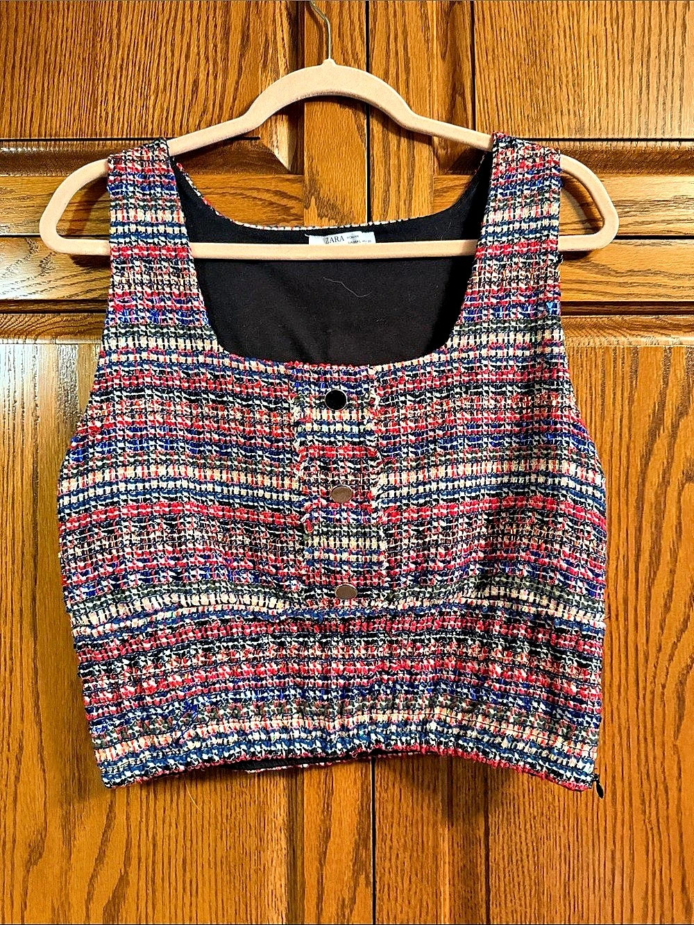 Zara Plaid Crop Top in Multicolor Size Medium Like New